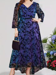 Floral Embroidered V Neck Maxi Dress
