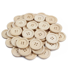 50pcs Mixed Wooden Buttons Natural Round 4 Holes for Sewing Scrapbooking DIY
