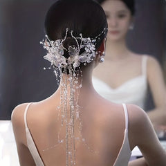 Crystal Butterfly Bridal Hair Clip with Tassel