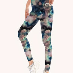Stylish Print Yoga Leggings with Pockets High Waist Activewear