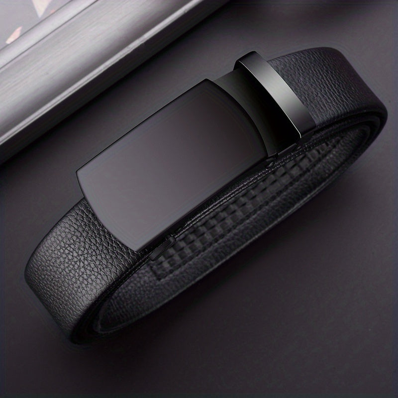 Men's Leather Belt with Automatic Buckle for Business and Wedding Season