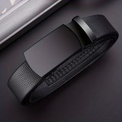 Men's Leather Belt with Automatic Buckle for Business and Wedding Season