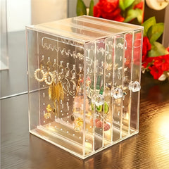 Transparent Jewelry Storage Box Three Drawer Large Capacity Organizer