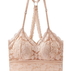 Floral Lace Wireless Push Up Bra Halter Neck Lingerie