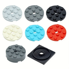 Turntable Building Blocks w/ Hole - Compatible w/ 60474, 87081, 61
