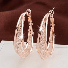 Twisted Hoop Earrings with Zircon Inlay for Pierced Ears