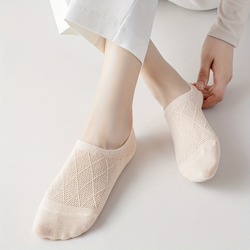 5 Pairs Soft Argyle No Show Socks Women's Low Cut Ankle Stockings