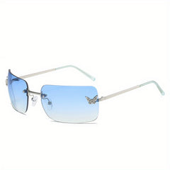 Y2K Rimless Butterfly Sunglasses Gradient Lens UV400