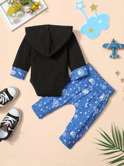 Baby Boys' Striped Hooded Romper & Pants Set