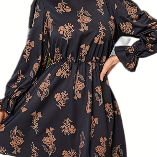 Floral Print Lantern Sleeve Mini Dress