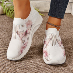 Women's Butterfly Pattern Hollow Out Mesh Sneakers Lightweight Running Shoes