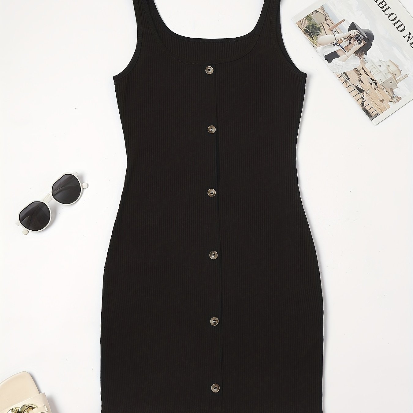 Ribbed Knit Scoop Neck Tank Dress