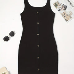 Ribbed Knit Scoop Neck Tank Dress