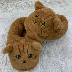 Cartoon Kitten Furry House Shoes For Girls Non Slip Soft Bottom Walking Shoes