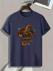 Snake Print Men's Graphic T shirt Casual Comfy Tees For Summer