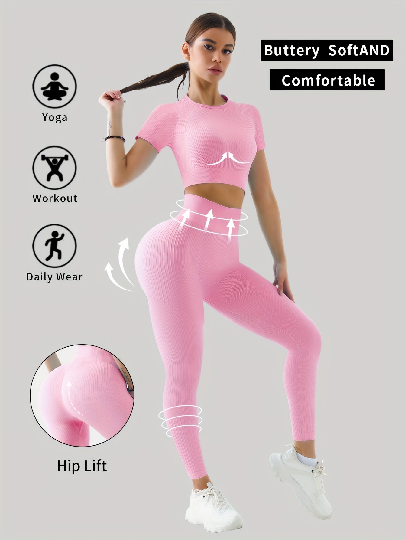 Yoga Crop Top & High Waist Leggings Set for Women