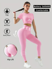 Yoga Crop Top & High Waist Leggings Set for Women