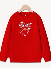 Girls Portrait Graphic Crew Neck Sweatshirt - Long Sleeve Pullovers