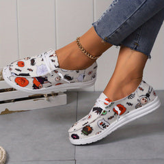 Halloween Pumpkin Skeleton Skate Shoes