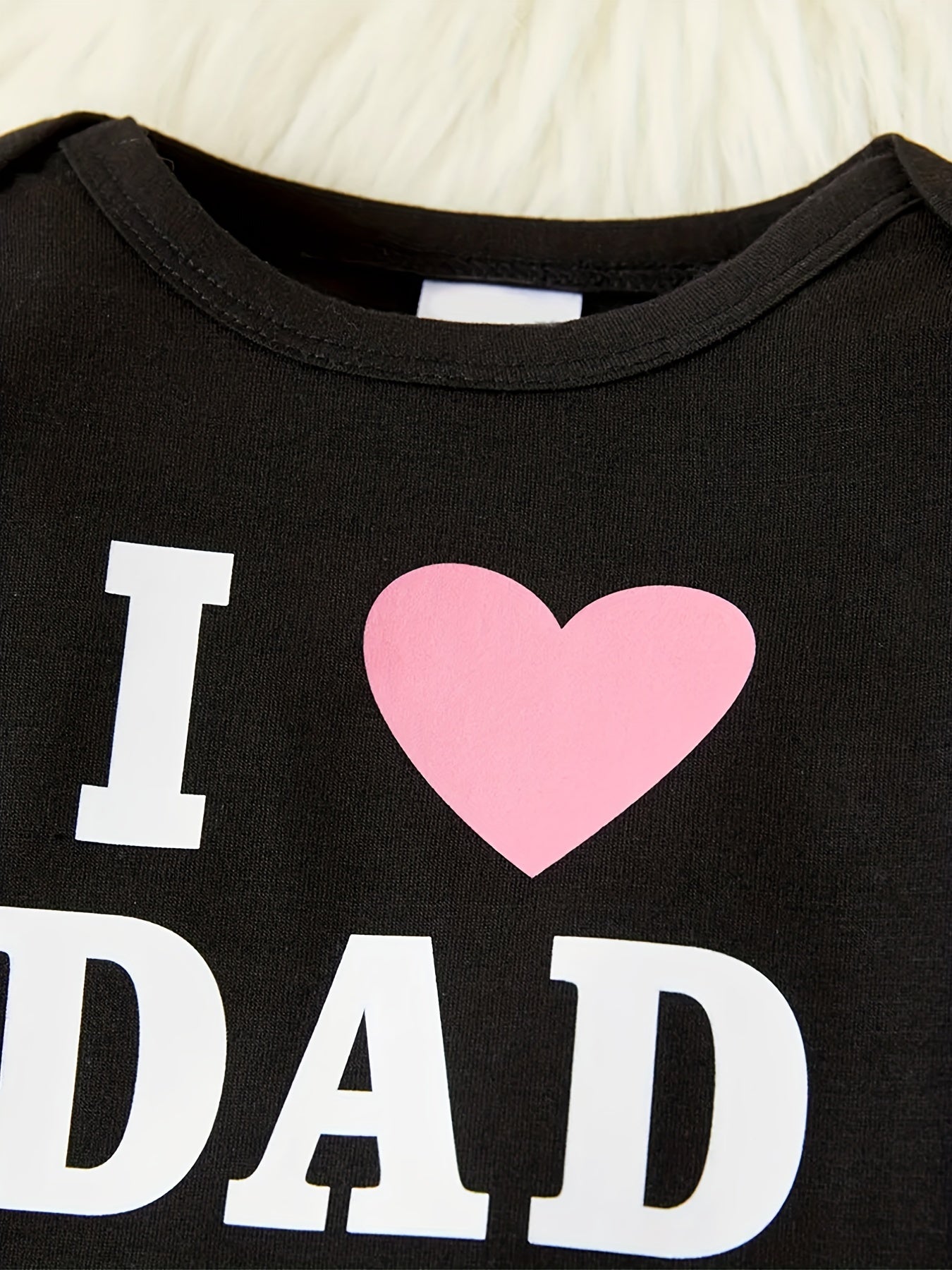 Baby Girl Love Dad Love Mom Letter Print Romper Top Pants 2pcs Set