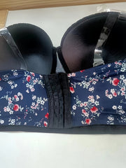 Push Up Floral Print Underwire Bra with Removable Straps