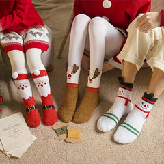 3 Pairs Christmas Fuzzy Socks Winter Warm Velvet Crew Socks