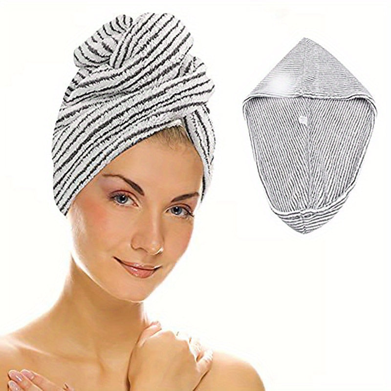 2pcs Bamboo Fiber Hair Drying Cap Double layer Thickened Hair Towel