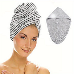 2pcs Bamboo Fiber Hair Drying Cap Double layer Thickened Hair Towel