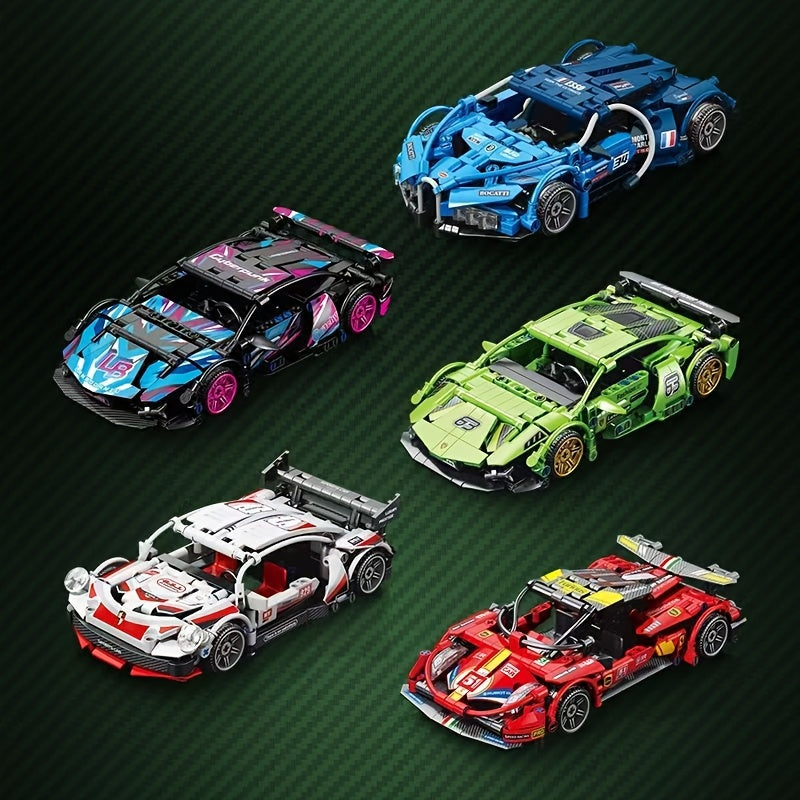 Colorful Building Block Model Set with Toy Sports Car