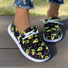 Avocado Cartoon Skateboard Shoes for Women