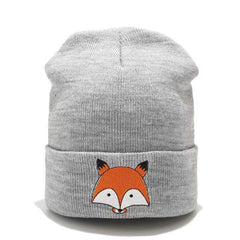 Kids Embroidered Fox Knitted Hat