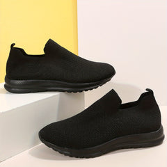 Women's Breathable Woven Sneakers Low Top Slip On Shoes