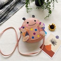 Girls Glitter Cartoon Bee Shoulder Bag Coin Purse Crossbody Bag