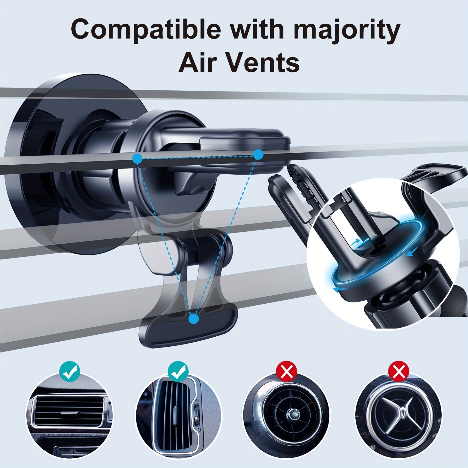 Magnetic Car Vent Phone Mount 14 Strong Magnets 360 Rotation Hands-Free Holder