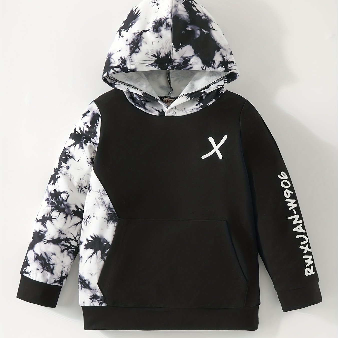 Boys Stylish Block Long Sleeve Pullover Hooded Sweatshirt