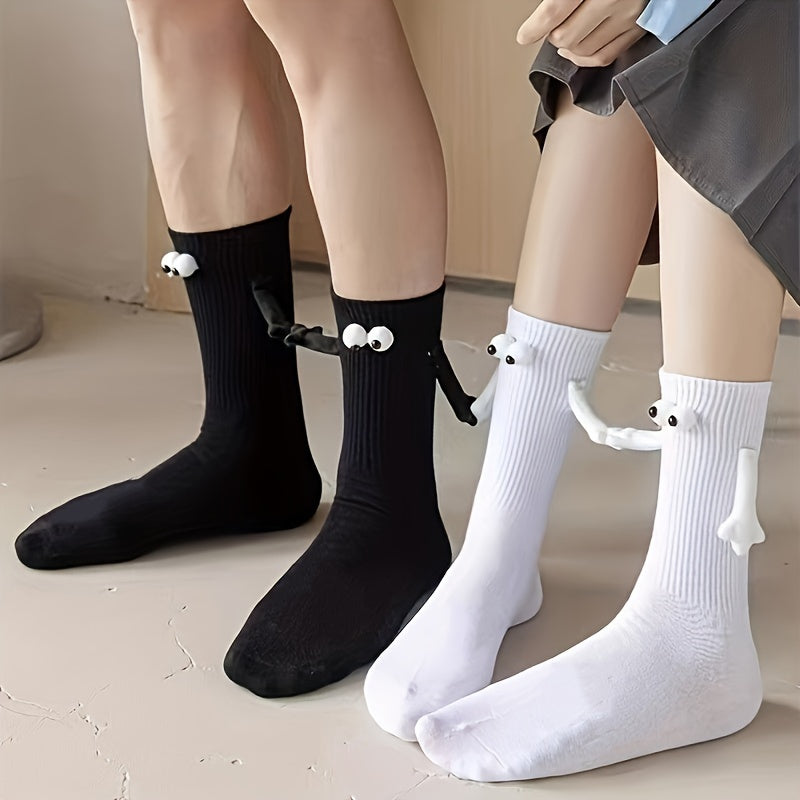 Cute Holding Hands Mid Tube Socks Women's Stockings