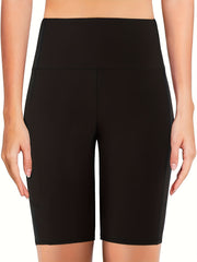 High Waist Biker Shorts Workout Leggings With Pocket