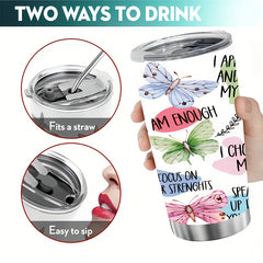 20oz Stainless Steel Double Wall Insulated Tumbler Coffee Cup Butterfly Pattern