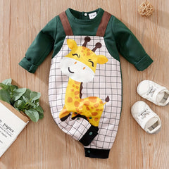 Giraffe Pattern Baby Overalls Spring Autumn Jumpsuit