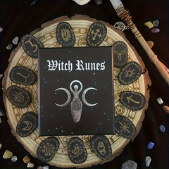 Witch Rune Board Game Set with 13 Runes and 1 Blank Rune