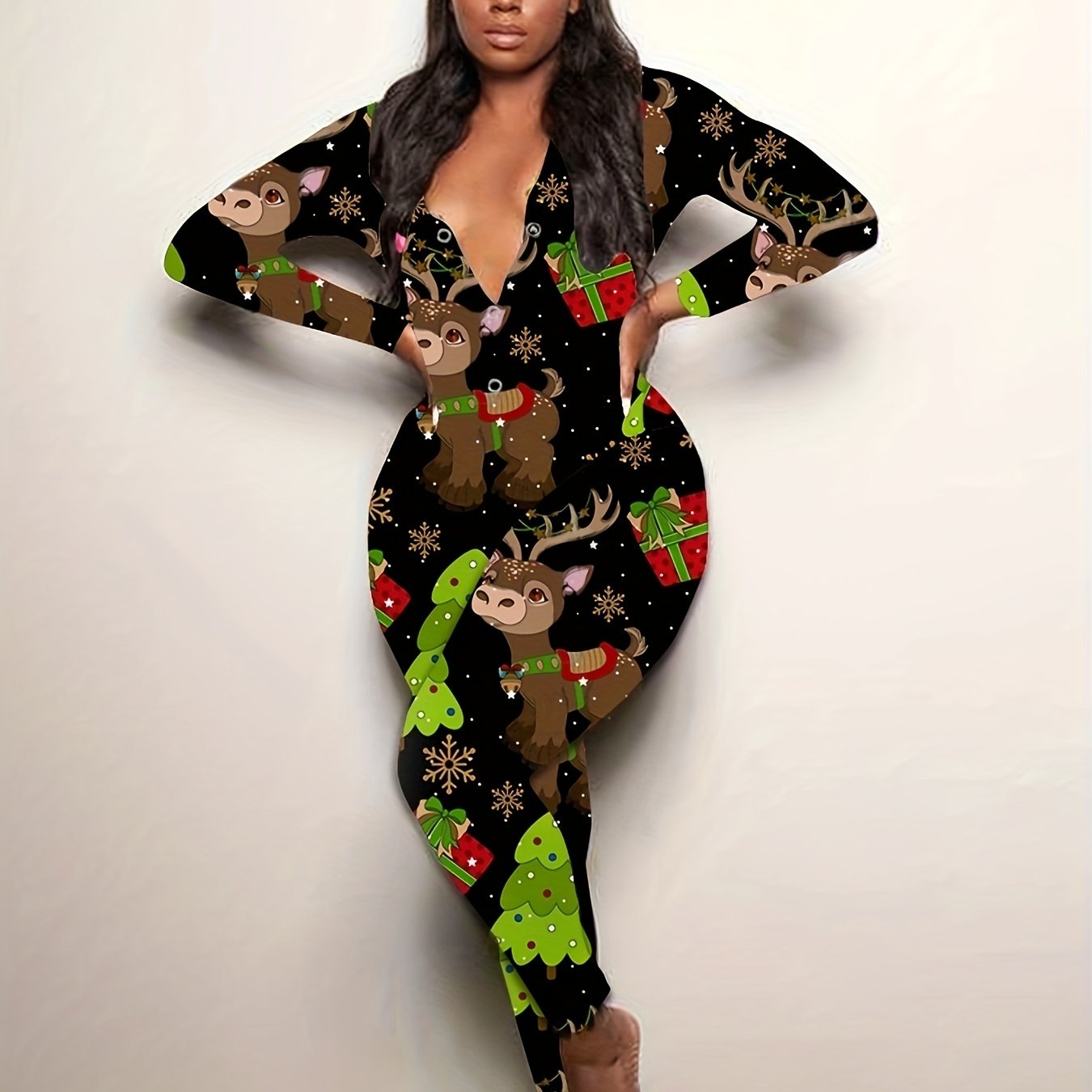 Christmas Print Lounge Jumpsuit Women's Loungewear & Sleepwear