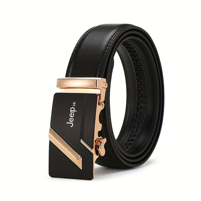 Men's Leather Belt Automatic Buckle Business Waist Strap