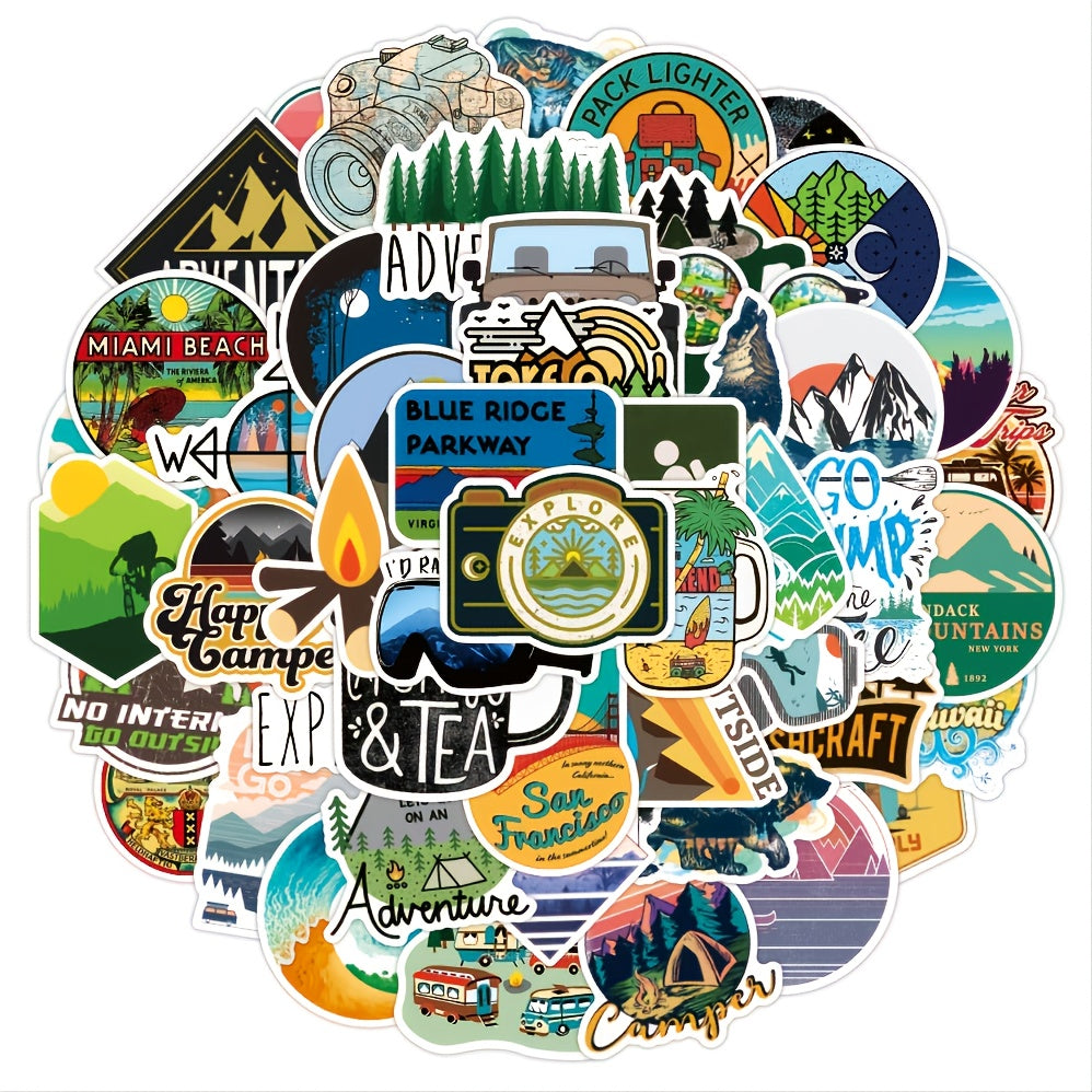 50pcs Outdoor Adventure Stickers Waterproof for Kids