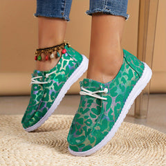 Women's Canvas Lace Up Low Top Sneakers Flat Walking Shoes