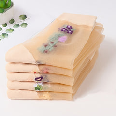 5 Pairs Floral Print Mesh Socks Breathable Mid Tube Women's Stockings