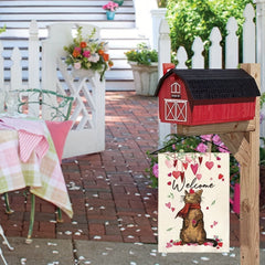 Love Heart Cat Valentines Garden Flag Double Sided Decor Outdoor