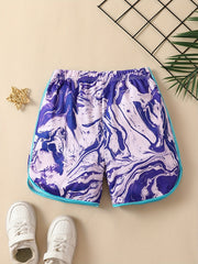 Girls Tie Dye Track Shorts Breathable Summer Sports Shorts