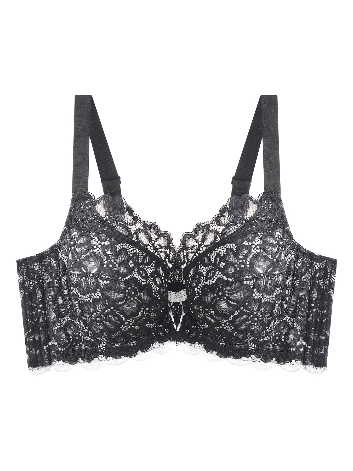 Women's Lace Bow Full Cup Bra Breathable Comfortable Solid Bras