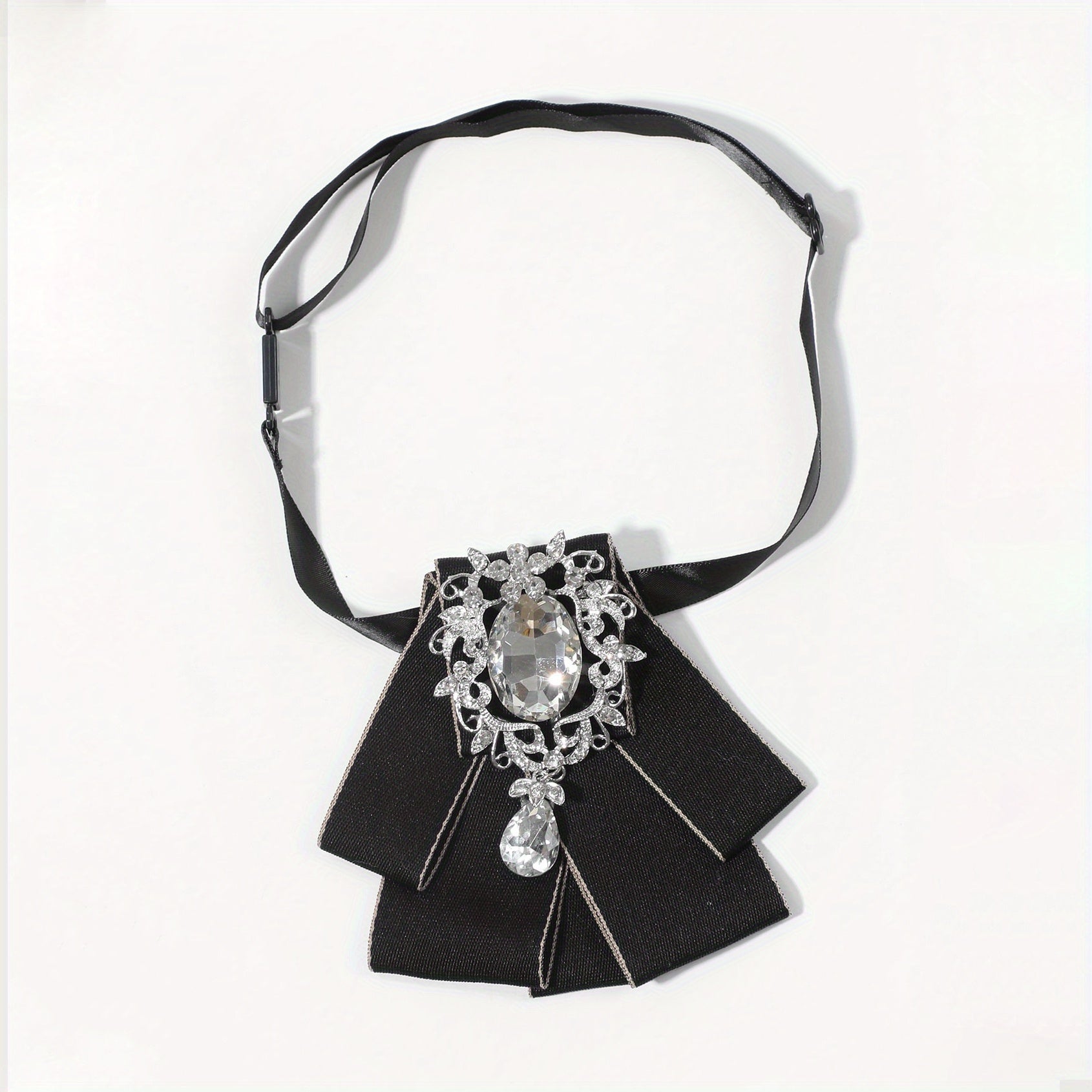 Elegant Diamond Bow Tie with Pearl Inlay