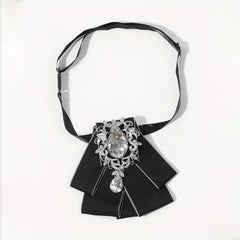 Elegant Diamond Bow Tie with Pearl Inlay